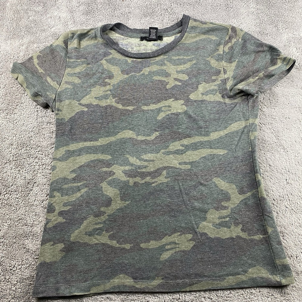 Forever 21 Camouflage Shirt Short Sleeve Womens Medium Green